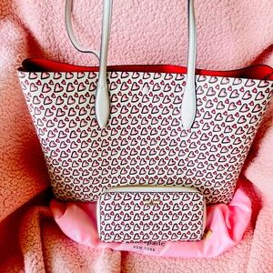 Kate Spade Fancy Hearts Collection Tote and Wallet. Details listed individually